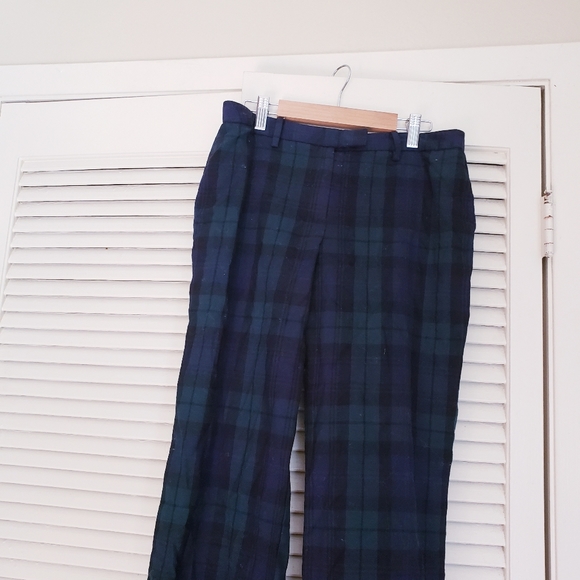 brooks brothers Catherine deep green plaid wool trousers pants 6 watch - Picture 5 of 8